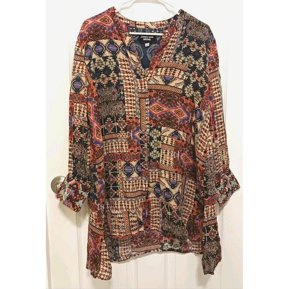 Johnny Was Workshop Voyager Patchwork Print Women… - image 3